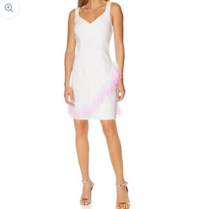 Laundry be Shelli Segal White dress with feather trim